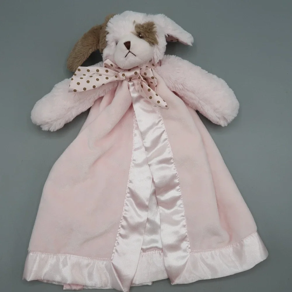 Bearington Baby Collection Puppy Dog Pink Satin Girl Security Blanket Toy Lovey